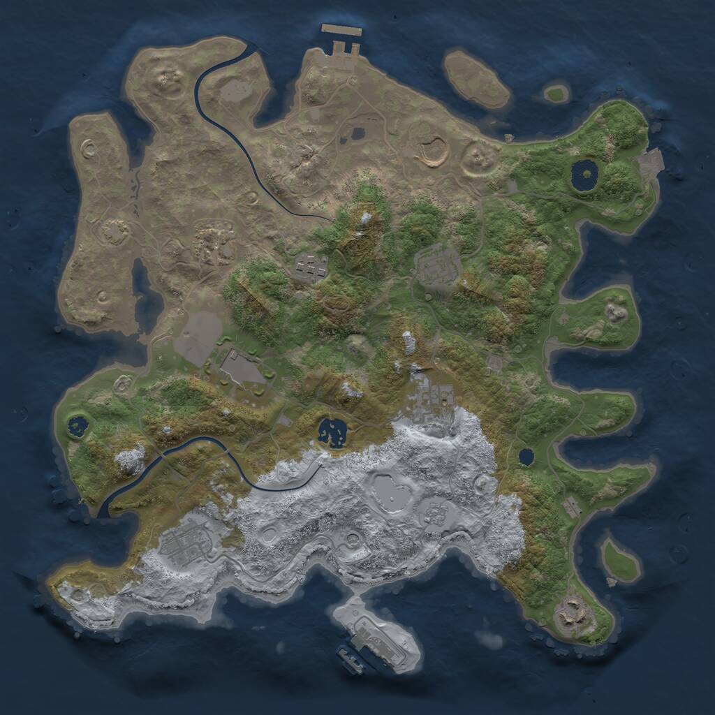 Rust Map: Procedural Map, Size: 3600, Seed: 370286111, 15 Monuments
