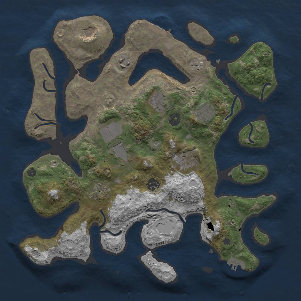 Rust Map: Procedural Map, Size: 3600, Seed: 370286111, 20 Monuments