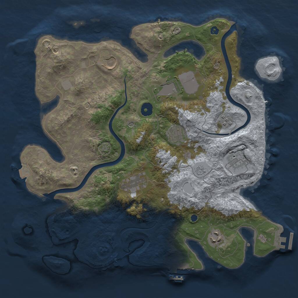 Rust Map: Procedural Map, Size: 3500, Seed: 1886856591, 13 Monuments