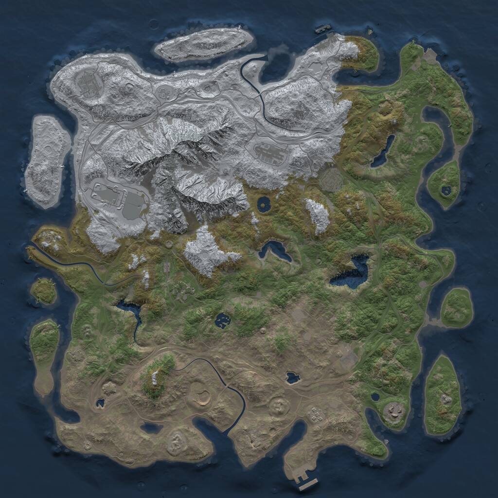 Rust Map: Procedural Map, Size: 5000, Seed: 61782, 16 Monuments