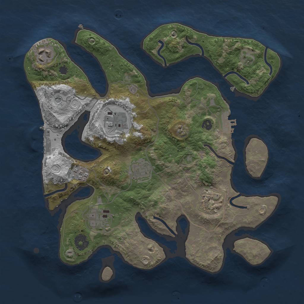 Rust Map: Procedural Map, Size: 3000, Seed: 1807316550, 17 Monuments