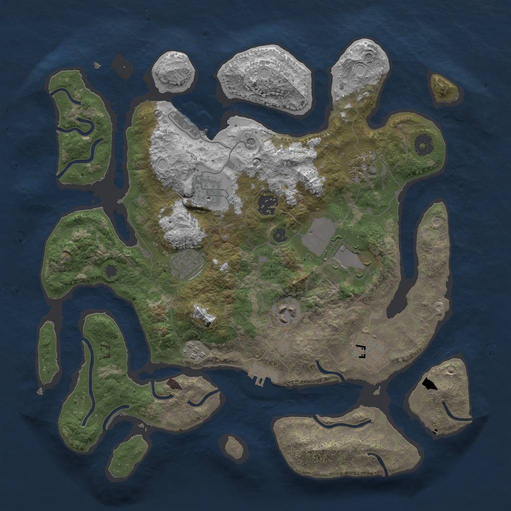 Rust Map: Procedural Map, Size: 3700, Seed: 49577400, 19 Monuments