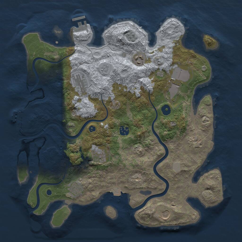 Rust Map: Procedural Map, Size: 3700, Seed: 49577400, 15 Monuments