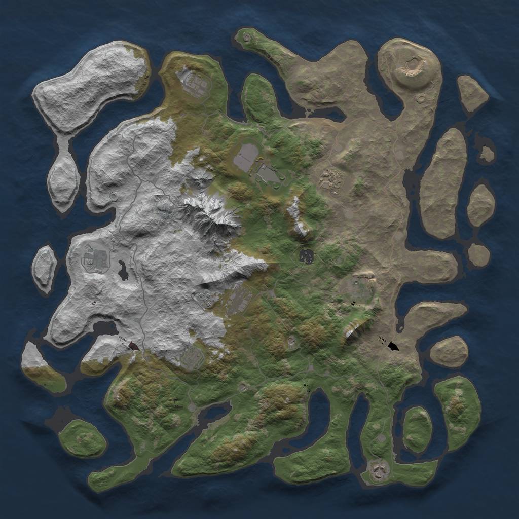 Rust Map: Barren, Size: 5000, Seed: 442002, 14 Monuments