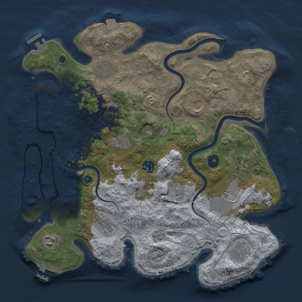 Rust Map: Procedural Map, Size: 3700, Seed: 1172747846, 17 Monuments