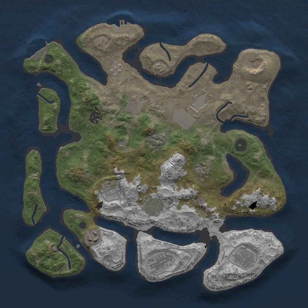 Rust Map: Procedural Map, Size: 3700, Seed: 1172747846, 22 Monuments