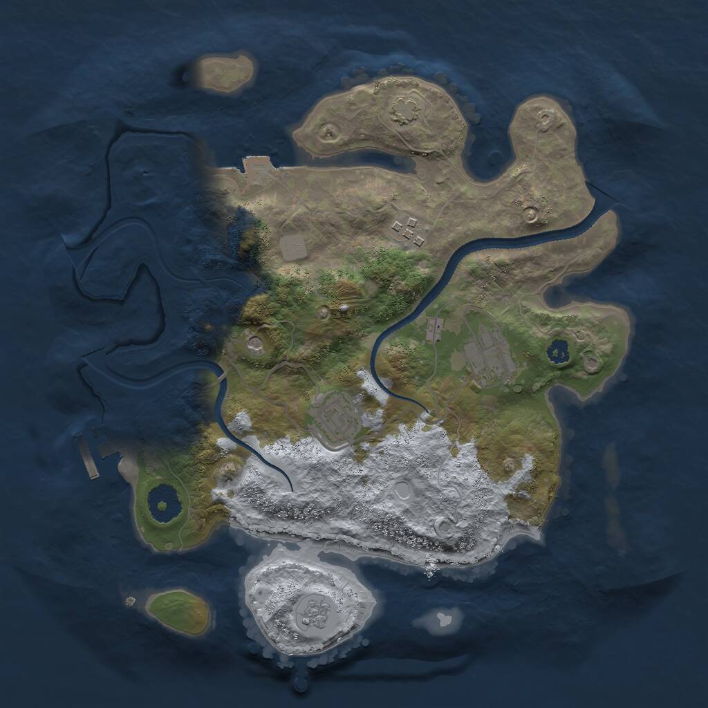 Rust Map: Procedural Map, Size: 3000, Seed: 357961585, 8 Monuments