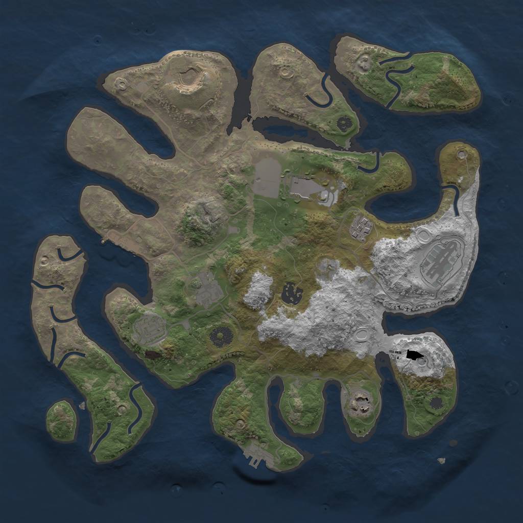 Rust Map: Procedural Map, Size: 3600, Seed: 58977970, 19 Monuments