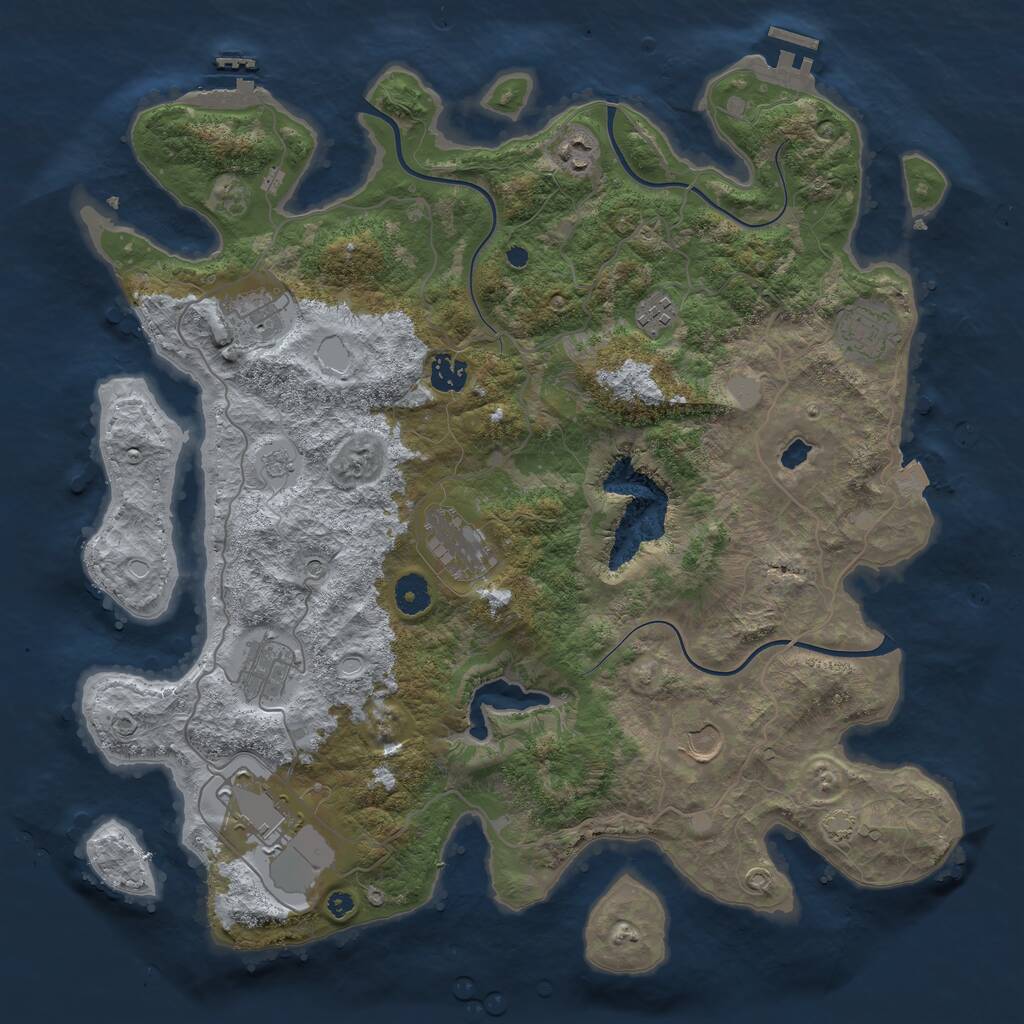 Rust Map: Procedural Map, Size: 4050, Seed: 600488229, 15 Monuments