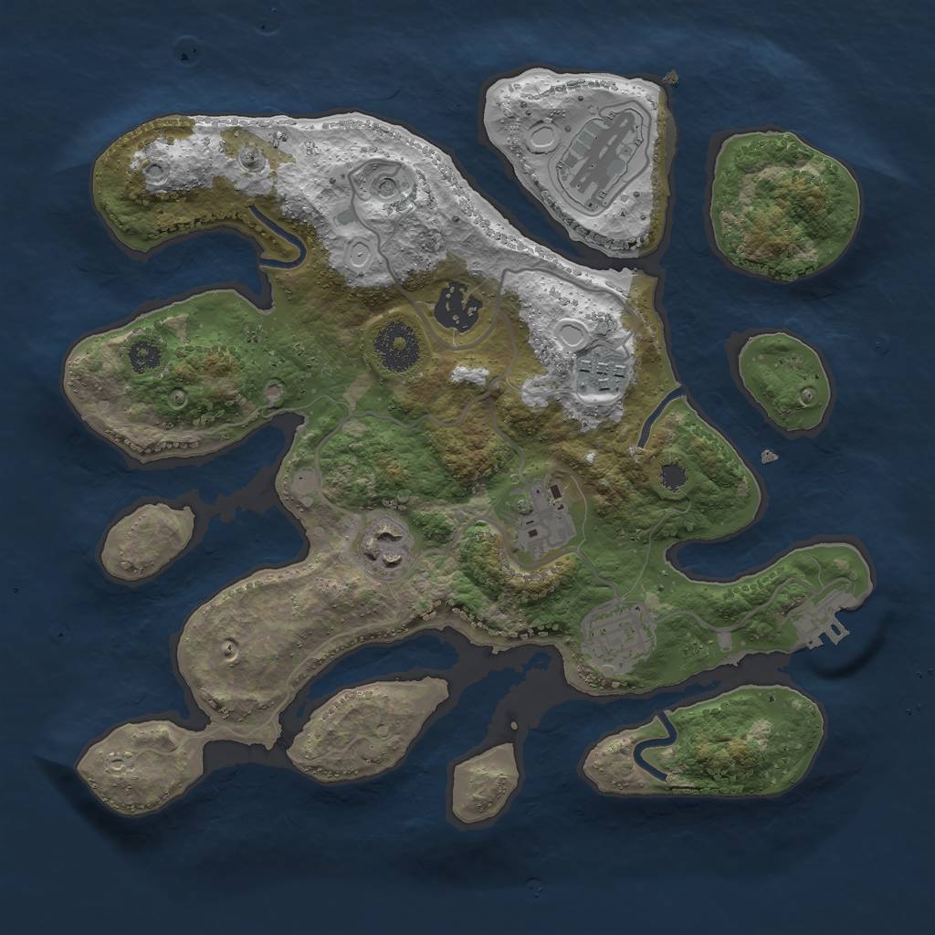 Rust Map: Procedural Map, Size: 3000, Seed: 1893714905, 16 Monuments