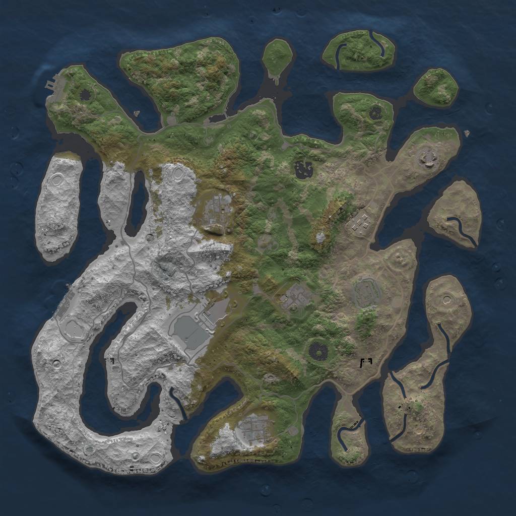 Rust Map: Procedural Map, Size: 4000, Seed: 541949, 19 Monuments