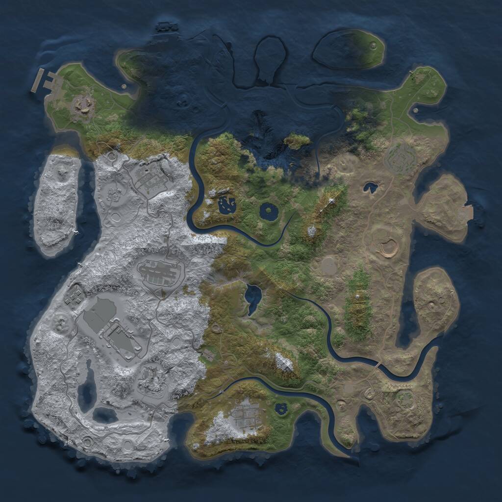 Rust Map: Procedural Map, Size: 4000, Seed: 541949, 16 Monuments