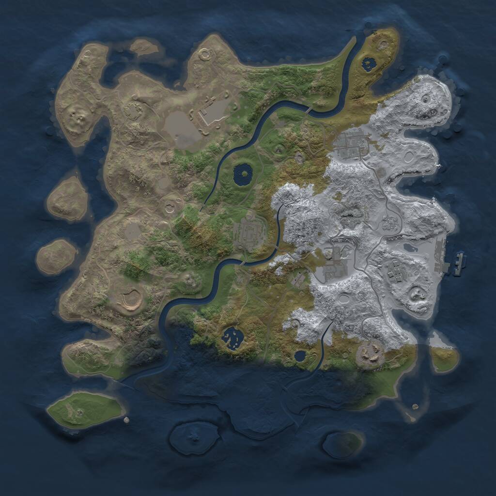 Rust Map: Procedural Map, Size: 3500, Seed: 474646639, 13 Monuments