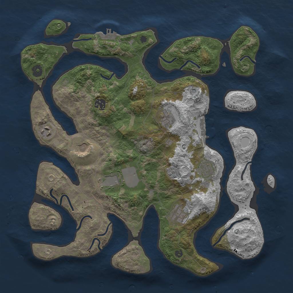 Rust Map: Procedural Map, Size: 3800, Seed: 80032, 19 Monuments