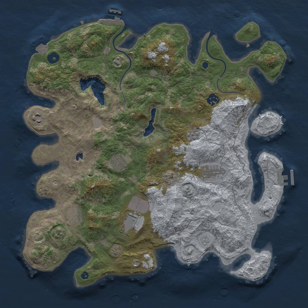 Rust Map: Procedural Map, Size: 4000, Seed: 952107, 13 Monuments