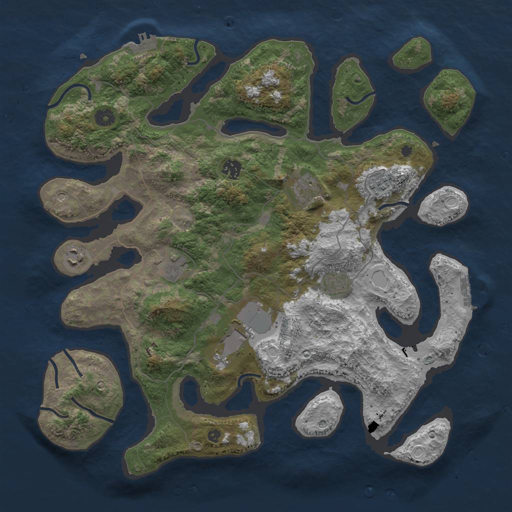 Rust Map: Procedural Map, Size: 4000, Seed: 952107, 18 Monuments