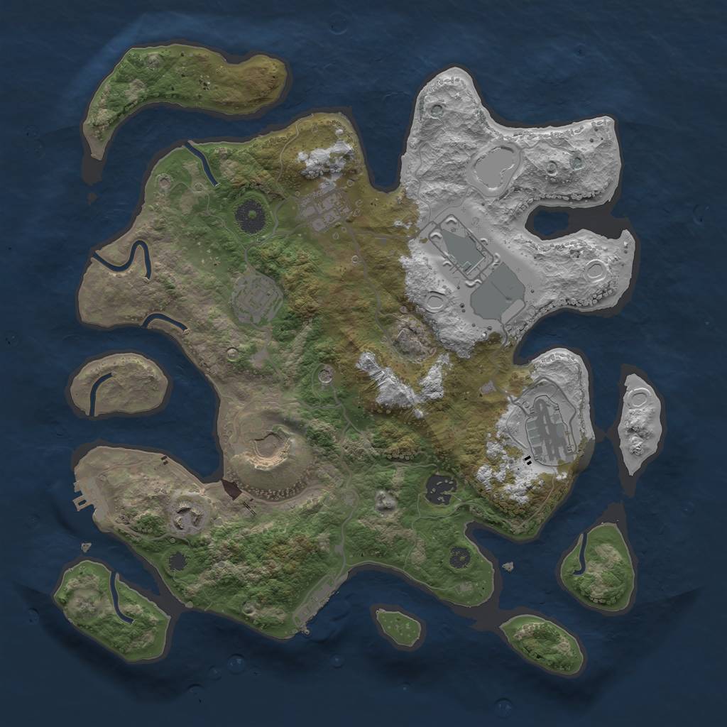 Rust Map: Procedural Map, Size: 3500, Seed: 999544, 18 Monuments