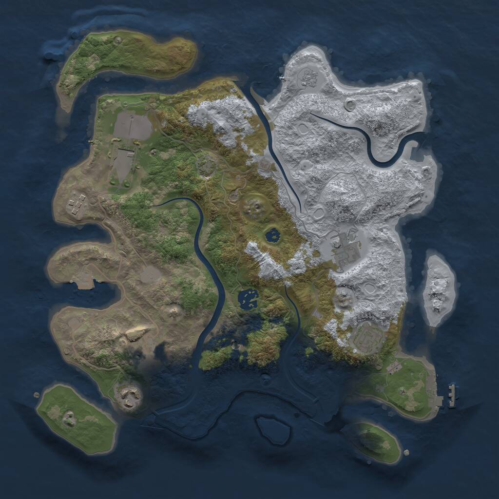 Rust Map: Procedural Map, Size: 3500, Seed: 999544, 12 Monuments
