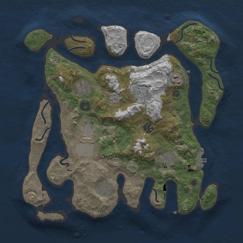 Rust Map: Procedural Map, Size: 3500, Seed: 442235, 18 Monuments