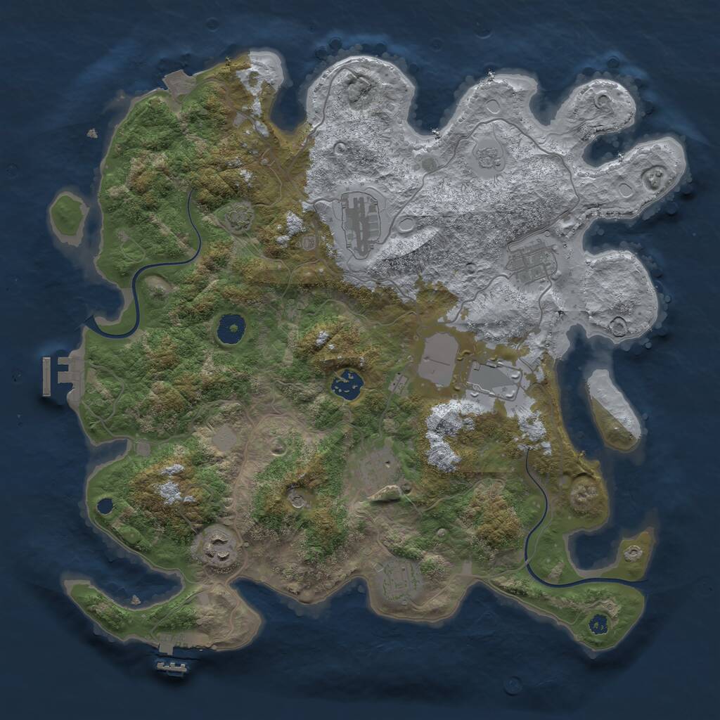 Rust Map: Procedural Map, Size: 3700, Seed: 1866362971, 13 Monuments