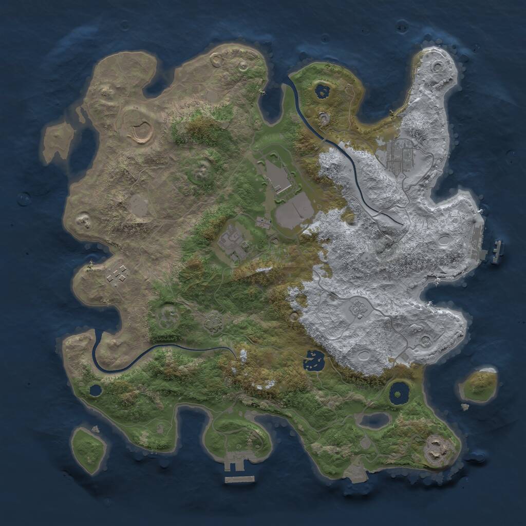 Rust Map: Procedural Map, Size: 3600, Seed: 1071028702, 13 Monuments