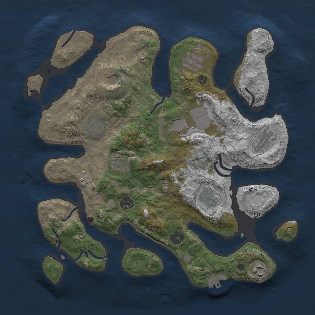 Rust Map: Procedural Map, Size: 3600, Seed: 1071028702, 20 Monuments