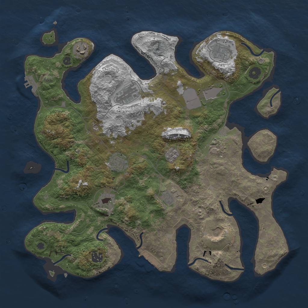 Rust Map: Procedural Map, Size: 3850, Seed: 324820457, 22 Monuments