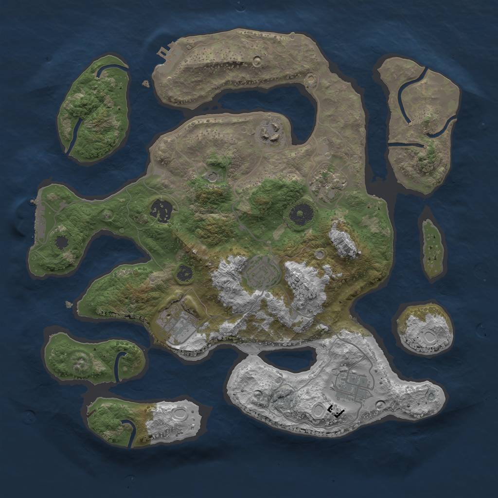 Rust Map: Procedural Map, Size: 3333, Seed: 109498506, 17 Monuments