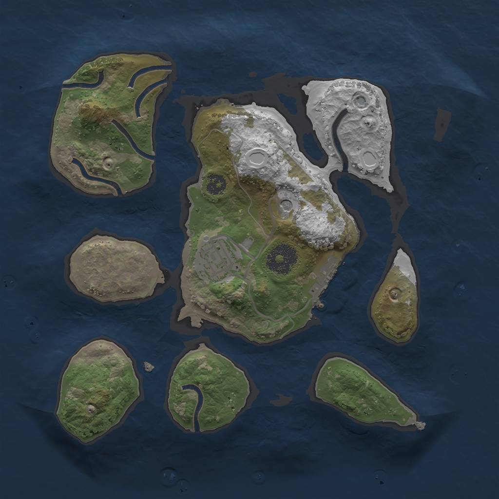 Rust Map: Procedural Map, Size: 2500, Seed: 816249, 11 Monuments