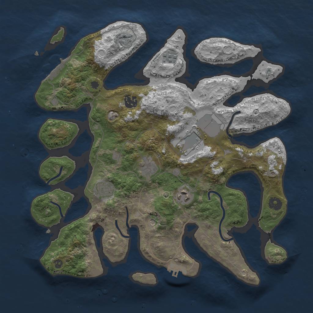 Rust Map: Procedural Map, Size: 3500, Seed: 96531119, 17 Monuments