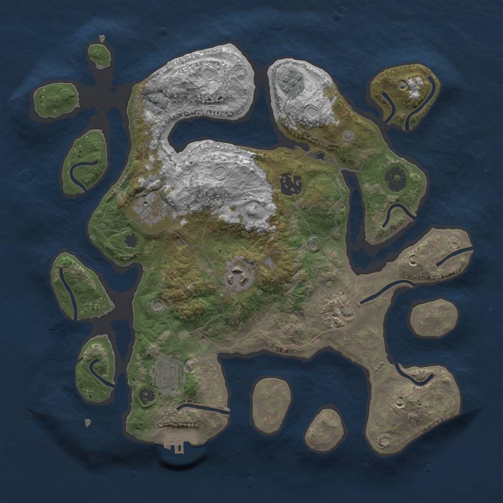 Rust Map: Procedural Map, Size: 3300, Seed: 74730529, 16 Monuments