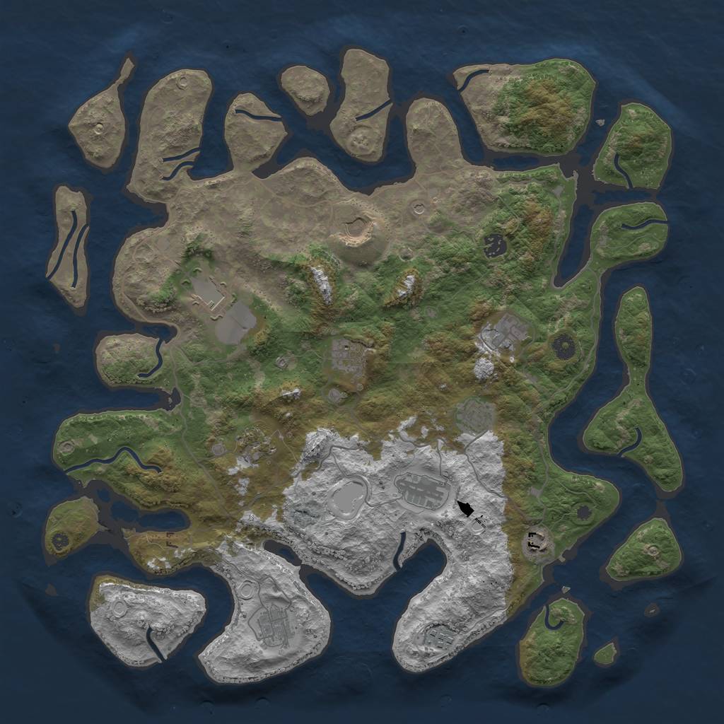 Rust Map: Procedural Map, Size: 4500, Seed: 2096915958, 20 Monuments