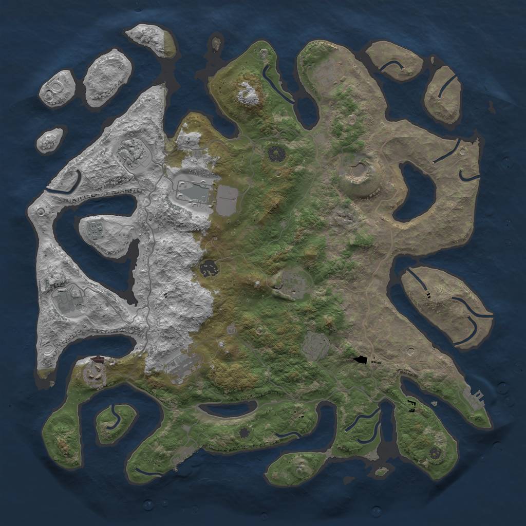 Rust Map: Procedural Map, Size: 4500, Seed: 884324584, 22 Monuments