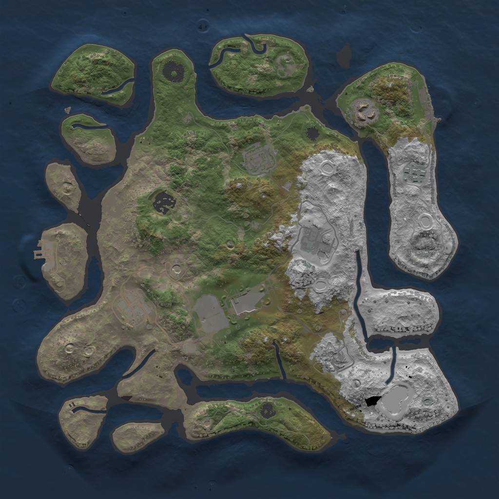 Rust Map: Procedural Map, Size: 3500, Seed: 601839452, 19 Monuments