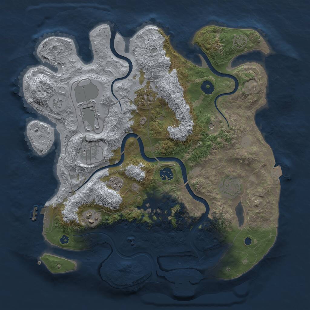 Rust Map: Procedural Map, Size: 3500, Seed: 25979735, 14 Monuments