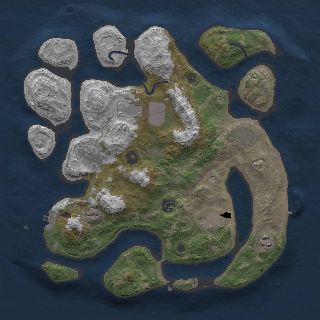 Rust Map: Procedural Map, Size: 3500, Seed: 25979735, 17 Monuments