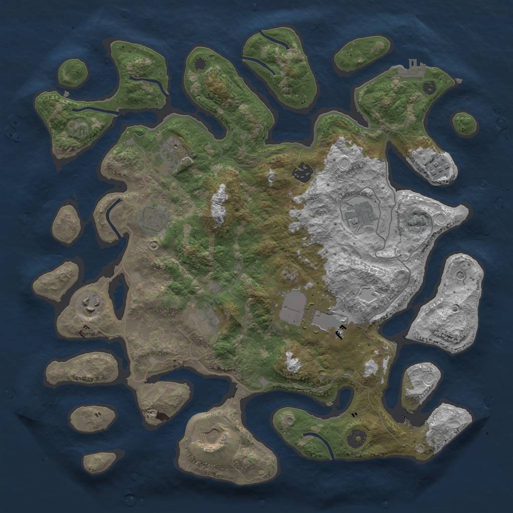 Rust Map: Procedural Map, Size: 4000, Seed: 73135454, 19 Monuments