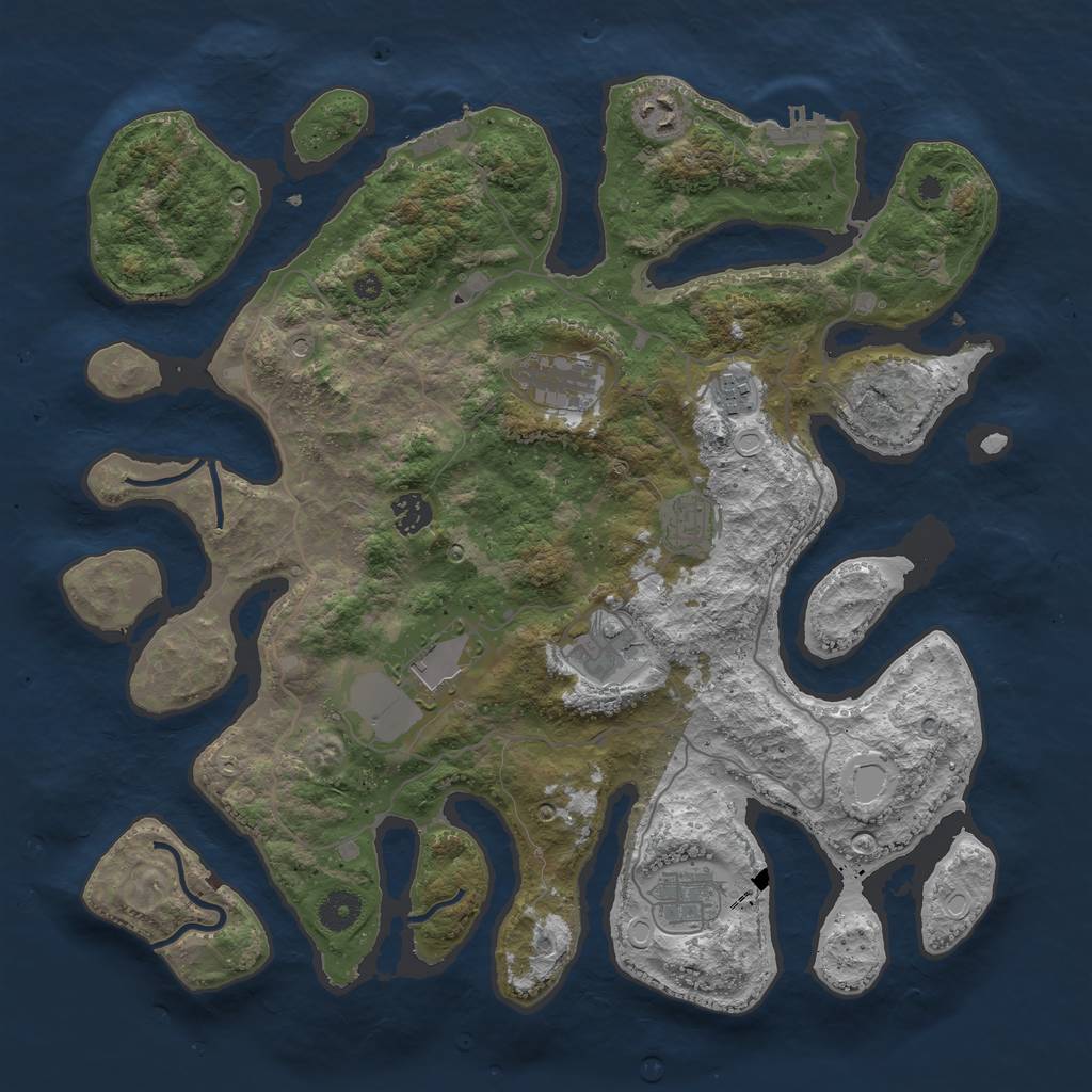 Rust Map: Procedural Map, Size: 4000, Seed: 2242424, 19 Monuments