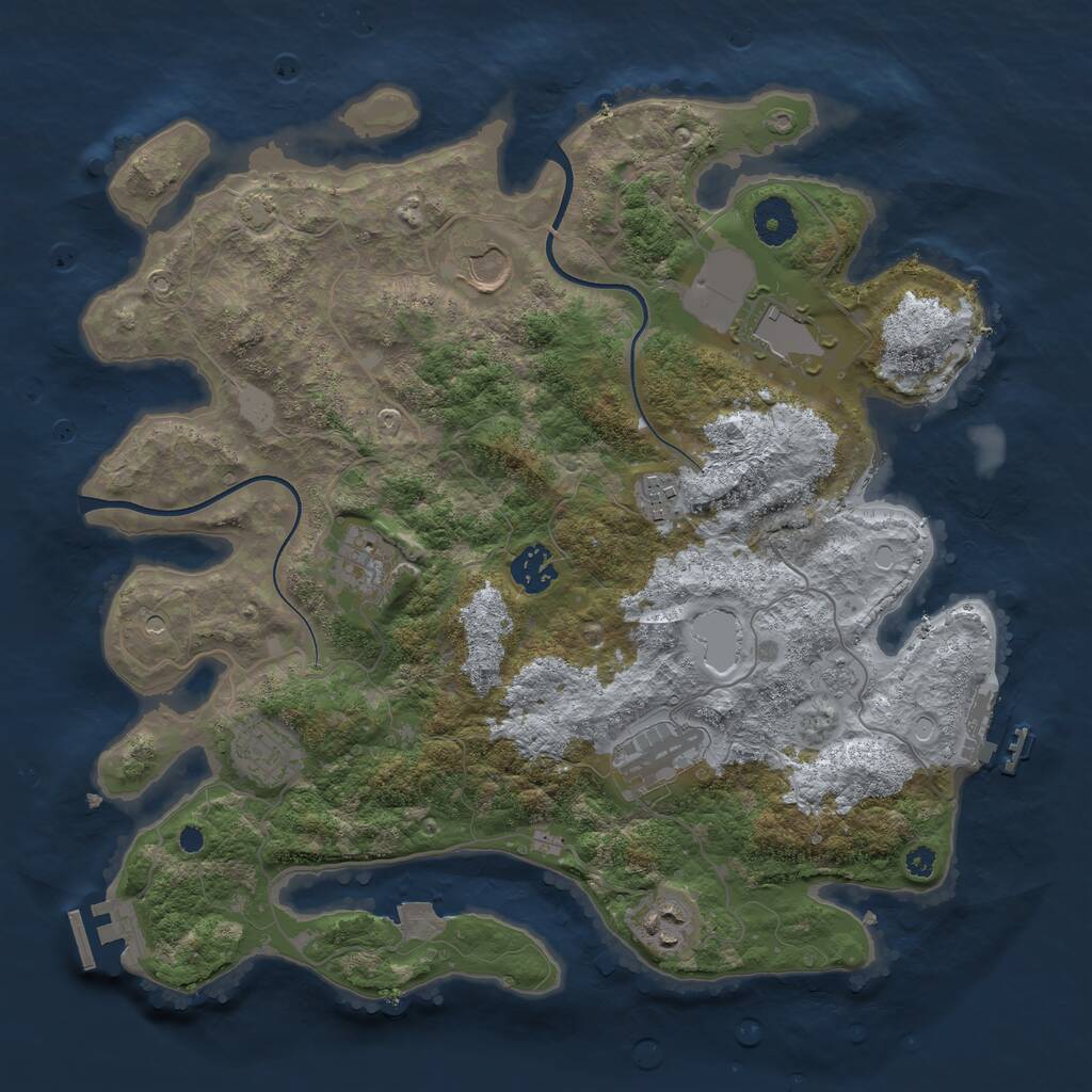 Rust Map: Procedural Map, Size: 3600, Seed: 22762, 14 Monuments