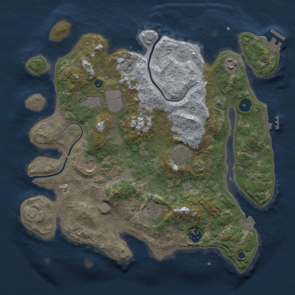 Rust Map: Procedural Map, Size: 3500, Seed: 664277071, 12 Monuments