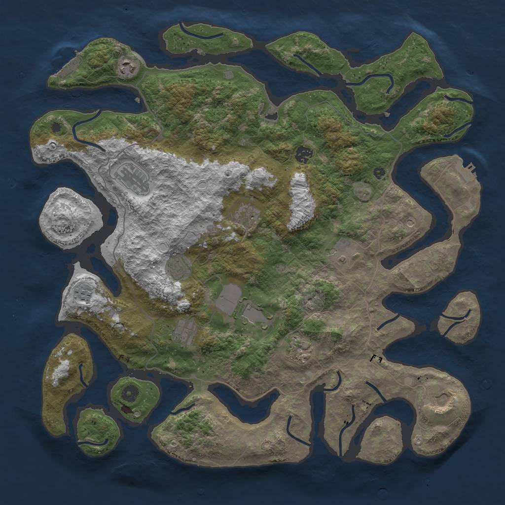 Rust Map: Procedural Map, Size: 4500, Seed: 734907200, 22 Monuments