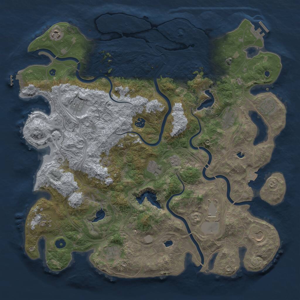 Rust Map: Procedural Map, Size: 4500, Seed: 734907200, 17 Monuments