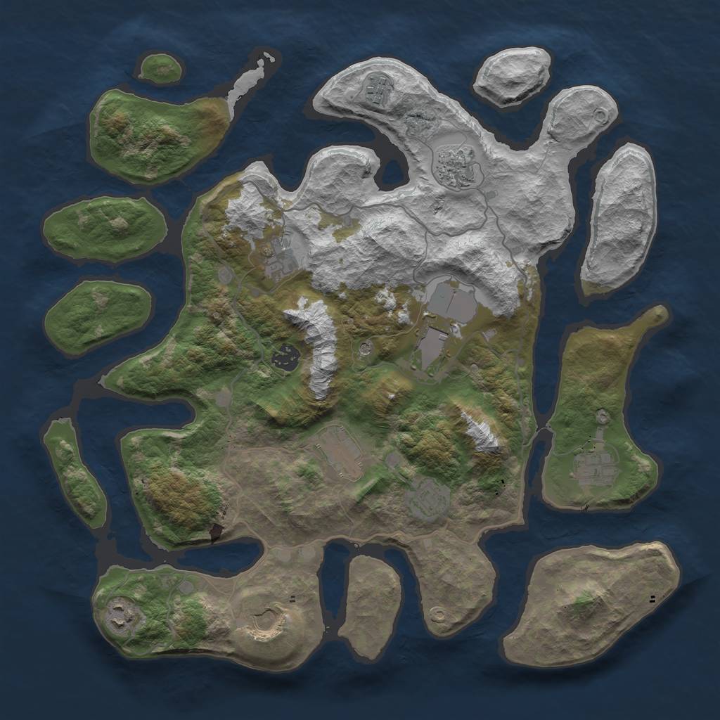 Rust Map: Barren, Size: 4000, Seed: 122, 13 Monuments