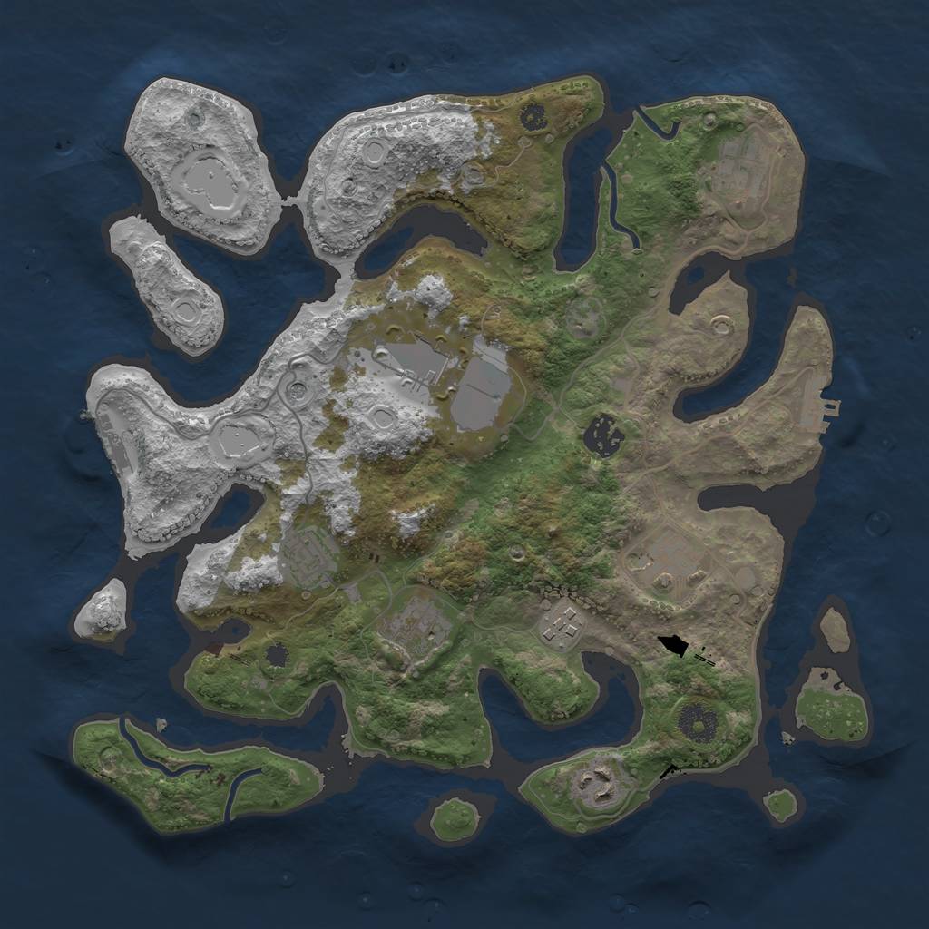 Rust Map: Procedural Map, Size: 3501, Seed: 13832, 19 Monuments