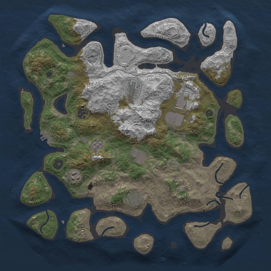 Rust Map: Procedural Map, Size: 4000, Seed: 159753456, 18 Monuments