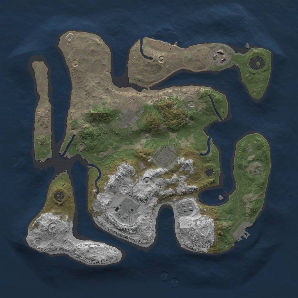 Rust Map: Procedural Map, Size: 3000, Seed: 4254, 16 Monuments