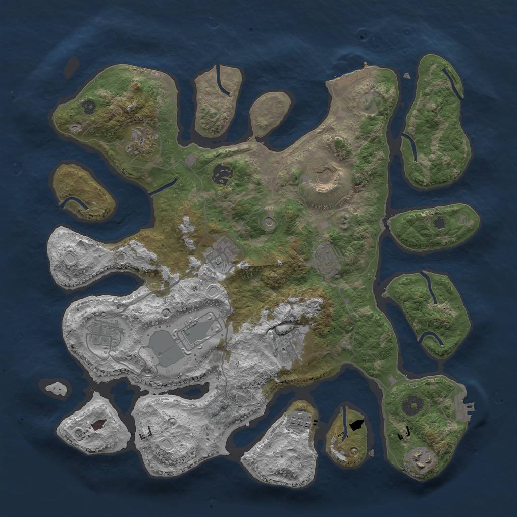 Rust Map: Procedural Map, Size: 3800, Seed: 1239814, 21 Monuments