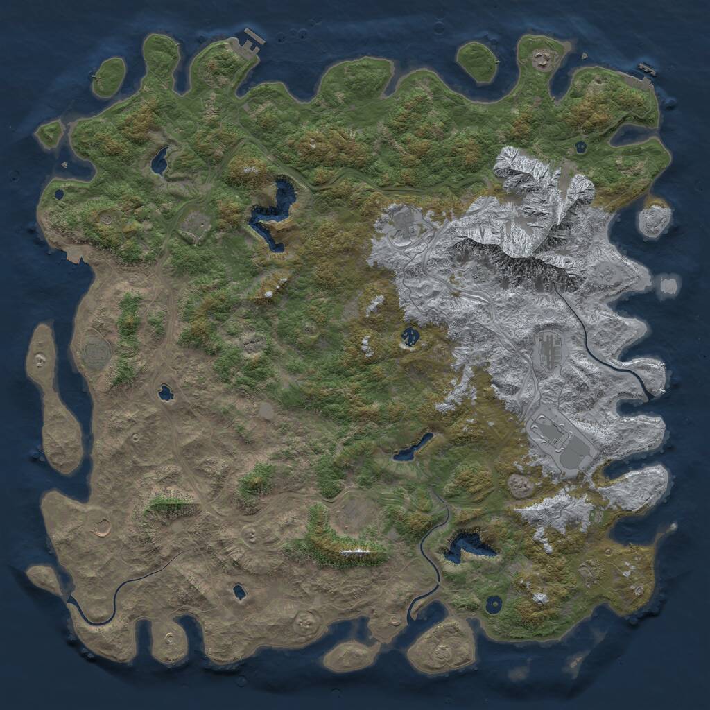 Rust Map: Procedural Map, Size: 6000, Seed: 564243, 17 Monuments