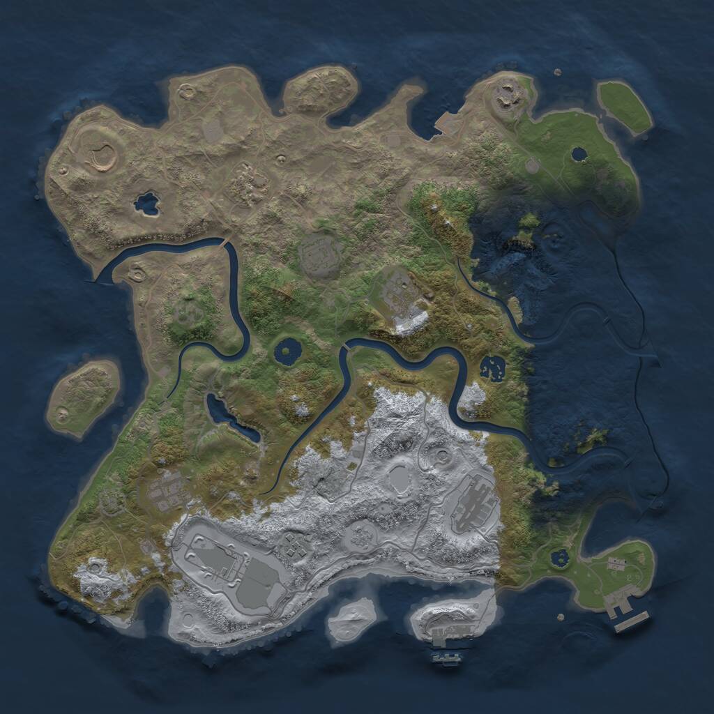 Rust Map: Procedural Map, Size: 4000, Seed: 2043178420, 16 Monuments