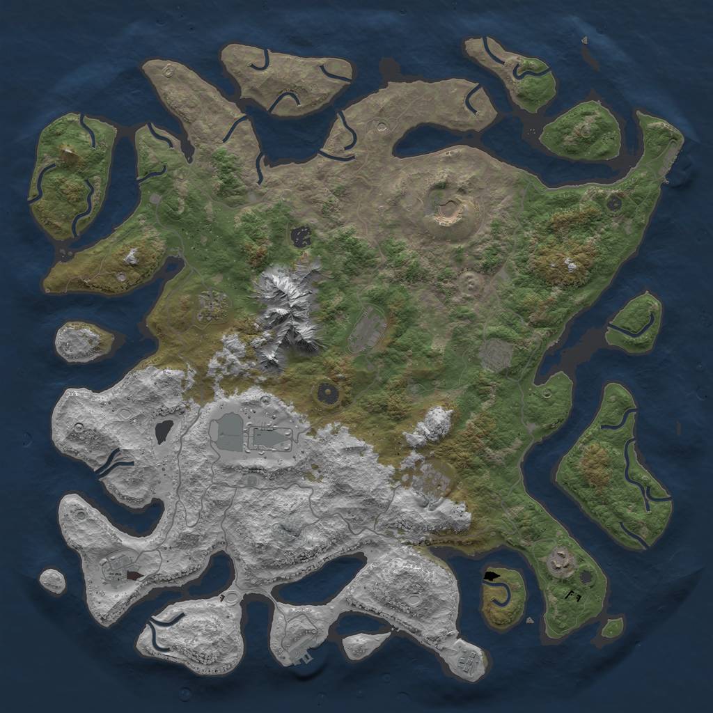 Rust Map: Procedural Map, Size: 5000, Seed: 1077815295, 21 Monuments